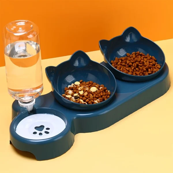 Support pour chien et chat 3 en 1 avec bols et distributeur d'eau intégrés
