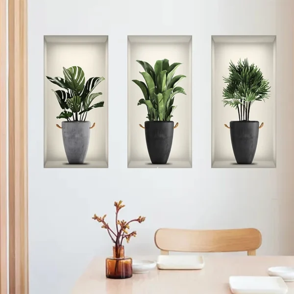 Lot de 3 stickers mural - Plantes Vertes
