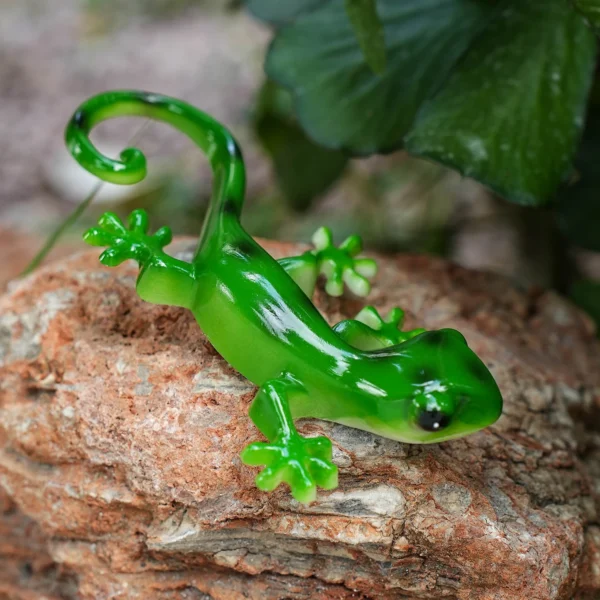 Gecko décoratif pour le jardin ou la maison en résine hydrodippée