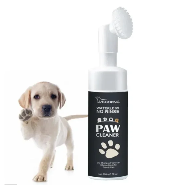 Mousse nettoyante pour pattes de chien et de chat avec brosse intégrée