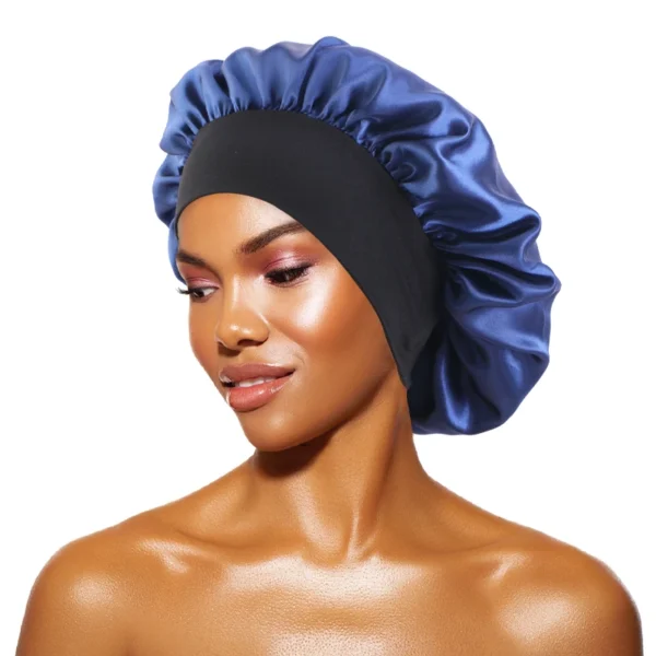 Bonnet satiné à bords larges pour soin des cheveux